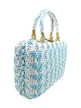 Blue and White Wicker Basket Bag Accessory arcadeshops.com