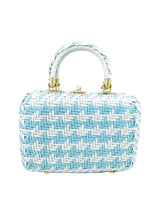 Blue and White Wicker Basket Bag Accessory arcadeshops.com