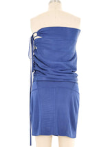 Alaia Blue Knit Lace Up Mini Skirt Ensemble Suit arcadeshops.com