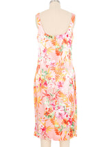 2005 Dolce and Gabbana Tropical Print Satin Midi Dress Dress arcadeshops.com