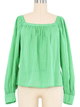 Yves Saint Laurent Kelly Green Peasant Blouse Top arcadeshops.com