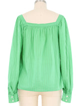 Yves Saint Laurent Kelly Green Peasant Blouse Top arcadeshops.com