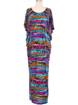 1980s Missoni Neon Striped Silk Jersey Maxi Dress Dress arcadeshops.com