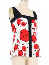 1980s Yves Saint Laurent Red Polka Dot Top Top arcadeshops.com