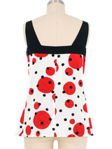 1980s Yves Saint Laurent Red Polka Dot Top Top arcadeshops.com