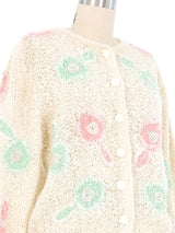 Cream Floral Knit Cardigan Top arcadeshops.com