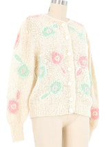 Cream Floral Knit Cardigan Top arcadeshops.com