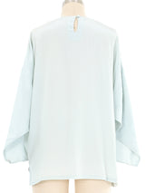 Baby Blue Embellished Painted Silk Top Top arcadeshops.com