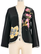 Black Embellished Painted Silk Jacket Jacket arcadeshops.com