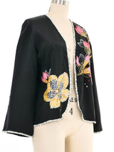 Black Embellished Painted Silk Jacket Jacket arcadeshops.com