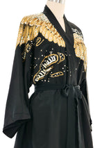 Black Painted Embellished Silk Robe Jacket arcadeshops.com