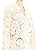 Cream Embellished Crochet Blazer Jacket arcadeshops.com