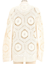 Cream Embellished Crochet Blazer Jacket arcadeshops.com