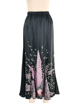 Black Embellished Satin Midi Skirt Bottom arcadeshops.com