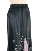 Black Embellished Satin Midi Skirt Bottom arcadeshops.com