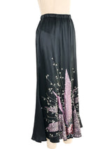 Black Embellished Satin Midi Skirt Bottom arcadeshops.com