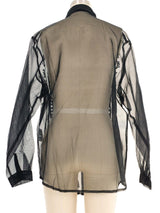 Black Embroidered Organza Blouse Top arcadeshops.com