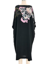 Black Floral Painted Silk Dress Dress arcadeshops.com