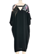 Black Floral Painted Silk Dress Dress arcadeshops.com