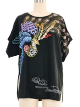 Black Embellished Peacock Silk Top Top arcadeshops.com