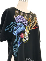 Black Embellished Peacock Silk Top Top arcadeshops.com