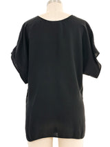 Black Embellished Peacock Silk Top Top arcadeshops.com