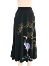 Black Embellished Crane Silk Skirt Bottom arcadeshops.com