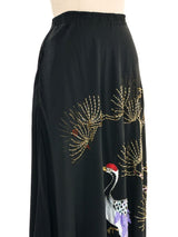 Black Embellished Crane Silk Skirt Bottom arcadeshops.com