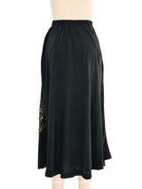 Black Embellished Crane Silk Skirt Bottom arcadeshops.com