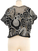 Black Pieced Floral Crochet Crop Top Top arcadeshops.com