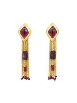 Fringed Ruby Glass Earrings Accessory arcadeshops.com