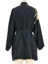 Black Painted Embellished Silk Robe Jacket arcadeshops.com
