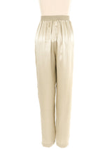 Champagne Satin High Rise Trousers Bottom arcadeshops.com