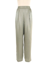 Sage Satin High Rise Trousers Bottom arcadeshops.com