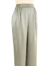 Sage Satin High Rise Trousers Bottom arcadeshops.com