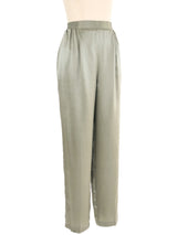 Sage Satin High Rise Trousers Bottom arcadeshops.com