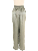 Sage Satin High Rise Trousers Bottom arcadeshops.com