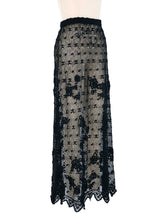 Black Floral Mesh Crochet Maxi Skirt Bottom arcadeshops.com