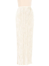 Mary McFadden Cream Plisse Pleat Maxi Skirt Bottom arcadeshops.com