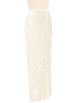 Mary McFadden Cream Plisse Pleat Maxi Skirt Bottom arcadeshops.com