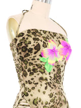 Floral Animal Print Halter Swimsuit Suit arcadeshops.com