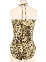 Floral Animal Print Halter Swimsuit Suit arcadeshops.com