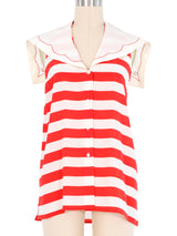 Gucci Silk Striped Sailor Top Top arcadeshops.com