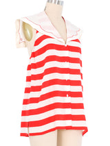 Gucci Silk Striped Sailor Top Top arcadeshops.com