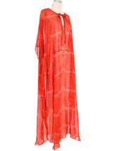1970s Sheer Orange Paisley Caftan Dress arcadeshops.com