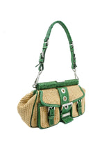 Prada Paglia Woven Ostrich Leather Trimmed Bag Accessory arcadeshops.com