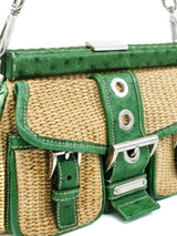 Prada Paglia Woven Ostrich Leather Trimmed Bag Accessory arcadeshops.com