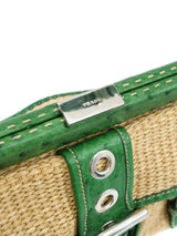 Prada Paglia Woven Ostrich Leather Trimmed Bag Accessory arcadeshops.com