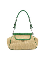 Prada Paglia Woven Ostrich Leather Trimmed Bag Accessory arcadeshops.com