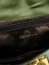 Alexander McQueen Embellished Sage Green Leather Clutch Accessory arcadeshops.com